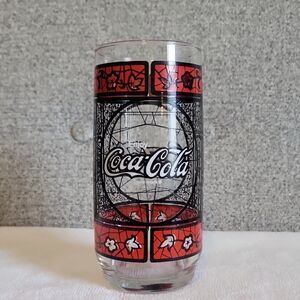 VTG, Coca-Cola Glass with Red and Black Pattern